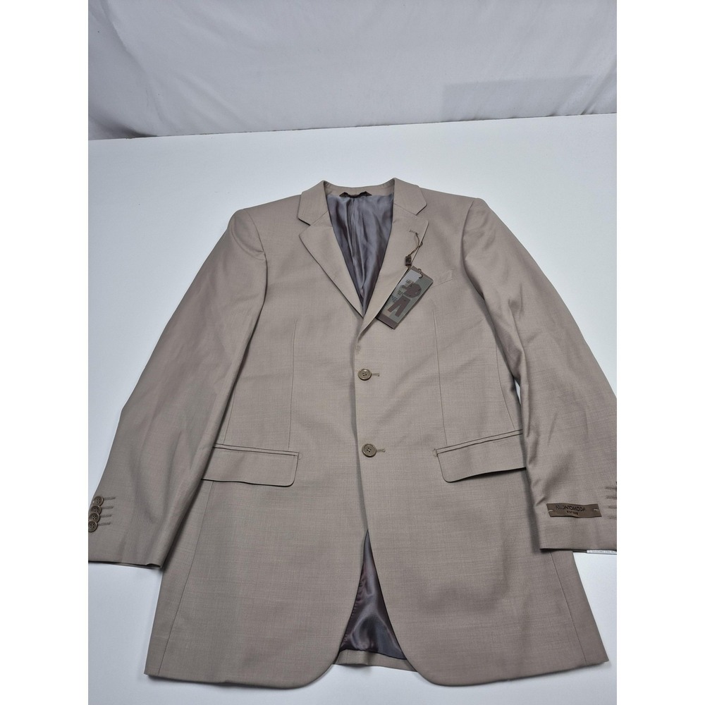 Prontomoda Suit Jacket Mens 36 Beige Super 140s Merino Wool Oxford 2B NWT Formal